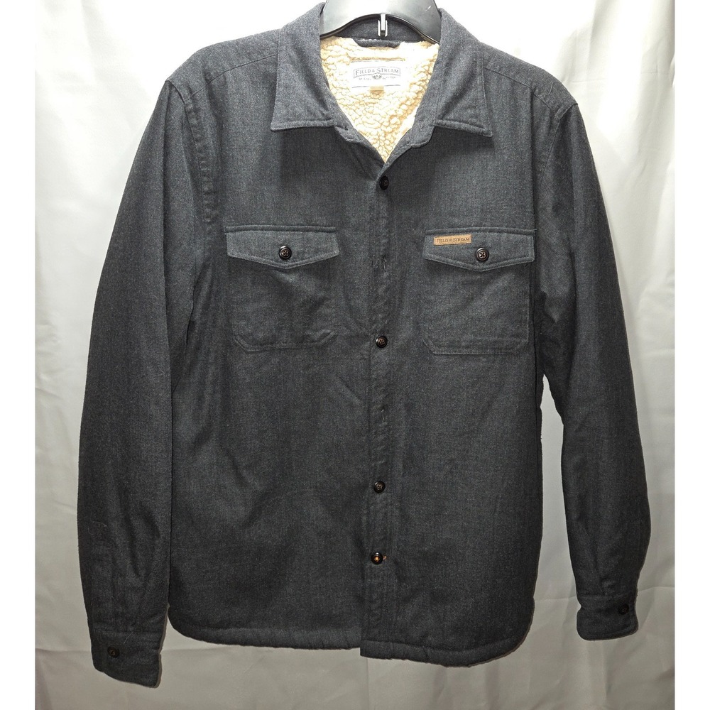 Field & Stream Fleece Lined Shirt Jacket Mens Sz Medium Gray‎ Outdoor Shacket